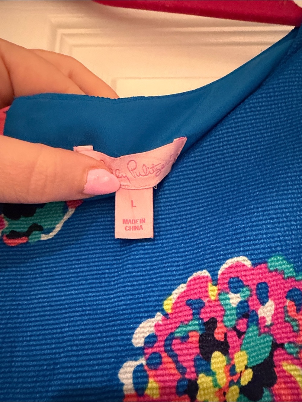 Lilly Pulitzer Blue Floral Mini Dress with Pink & Green Accents - Picture 2 of 4
